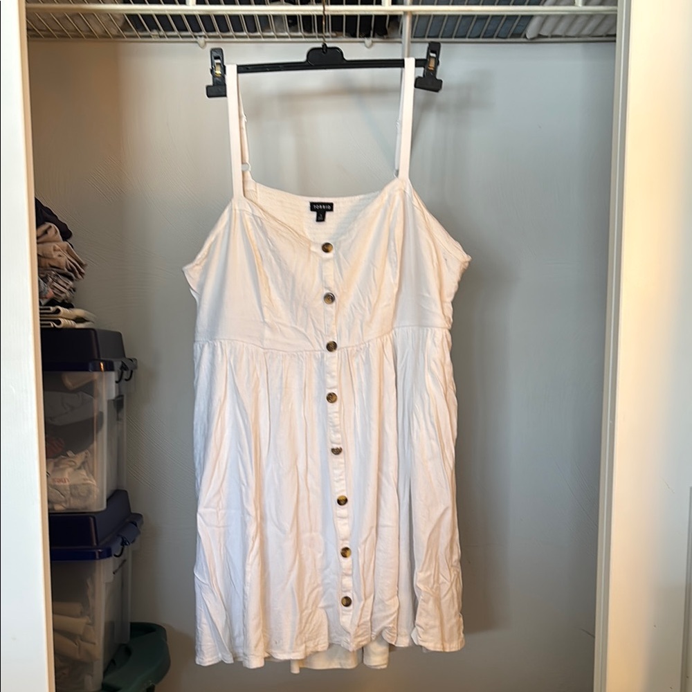 torrid White Button-Front Mini Dress